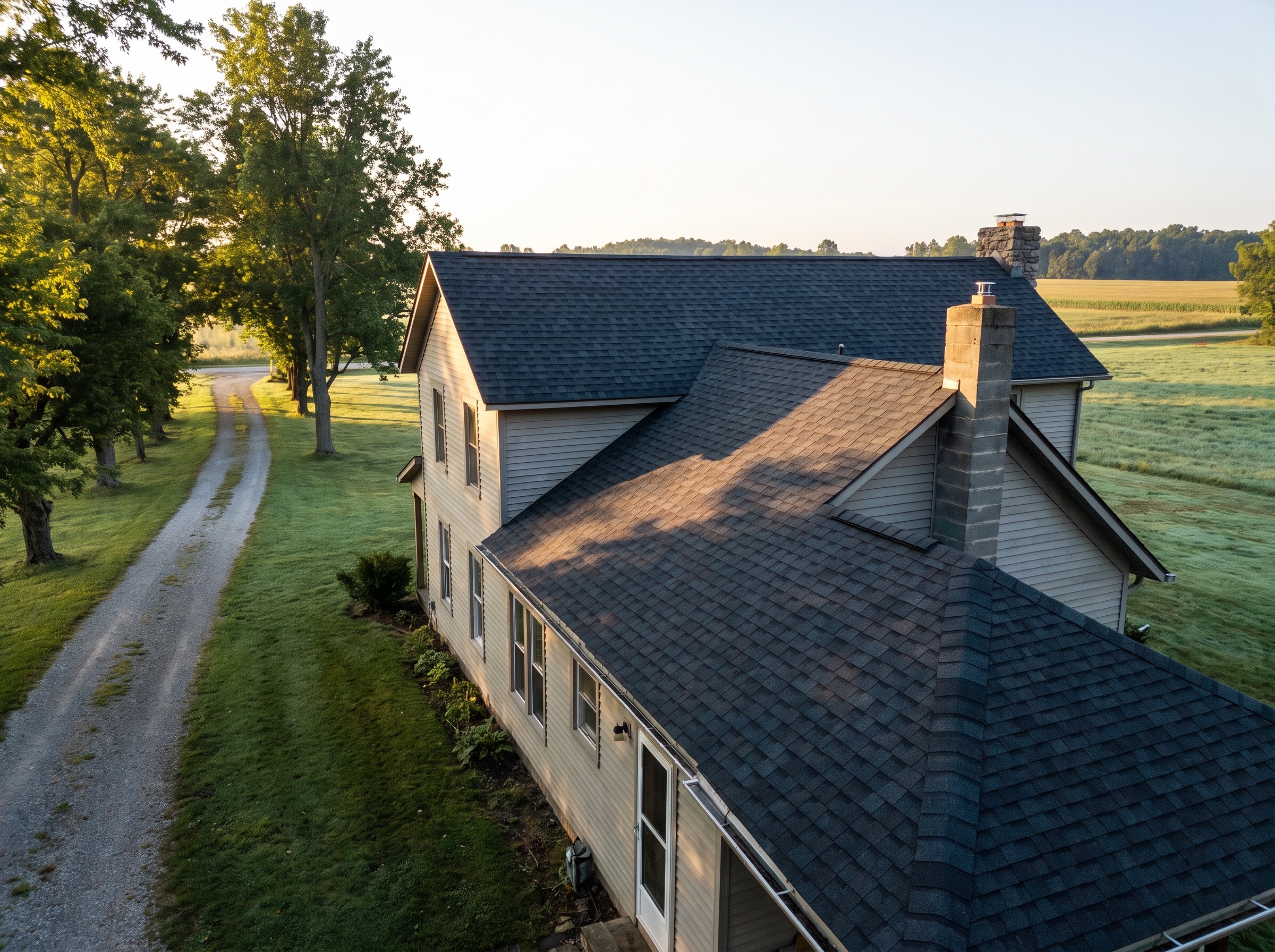 Home with new architectural shingle roof